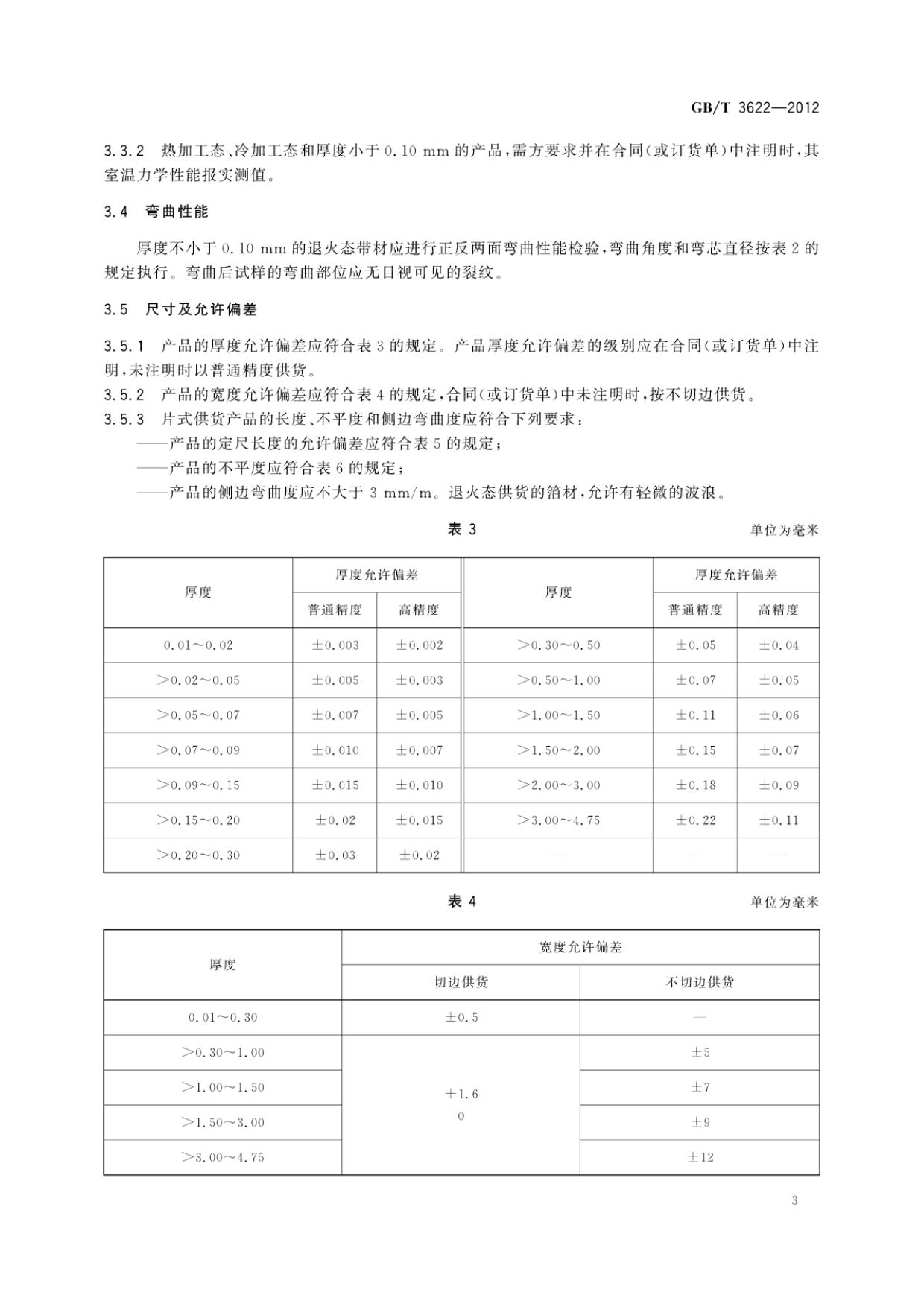 鈦及鈦合金帶箔材國家標(biāo)準(zhǔn)GB/T 3622-2012