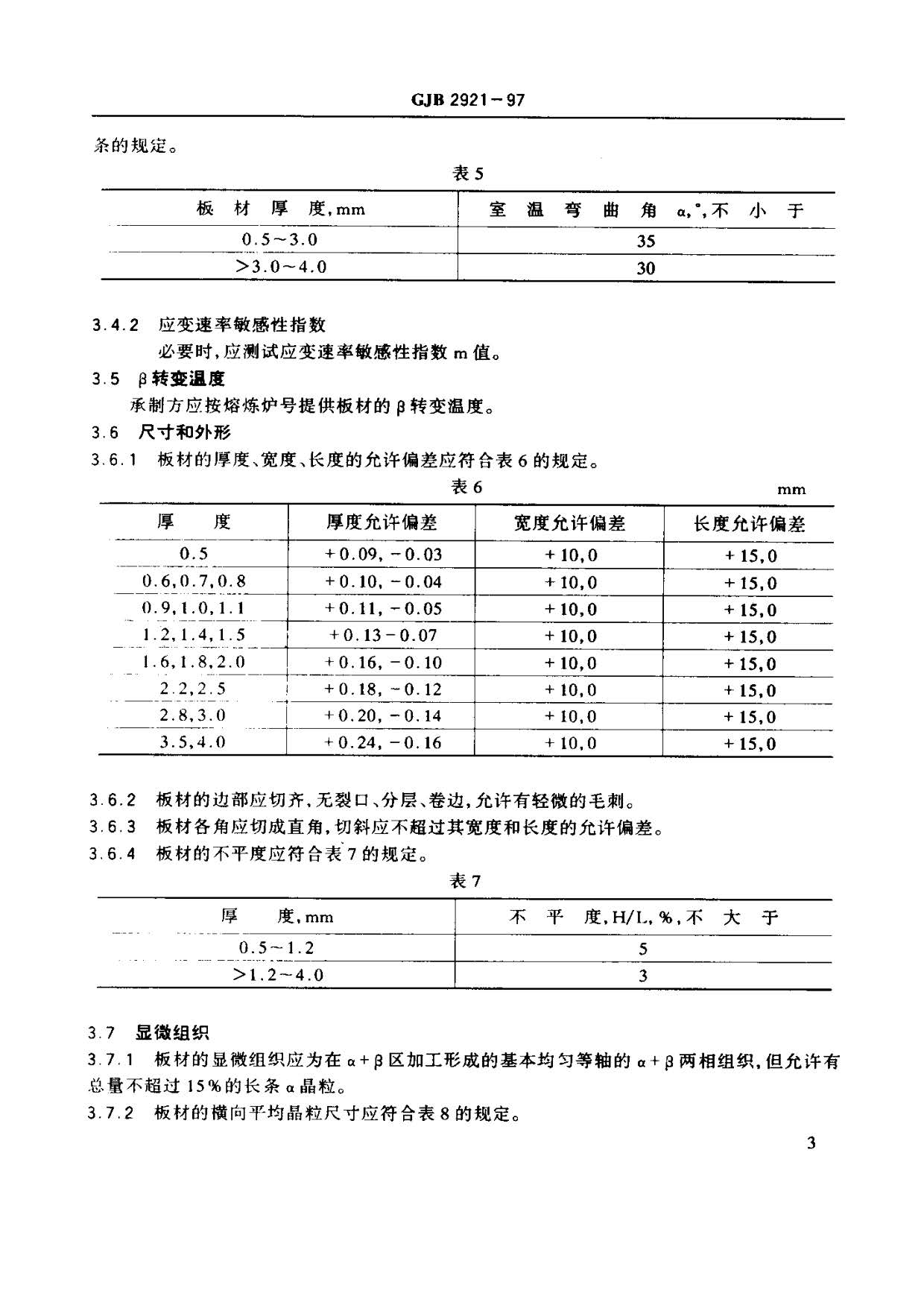 超塑成形用TC4鈦合金板材國軍標規(guī)范 GJB 2921-97